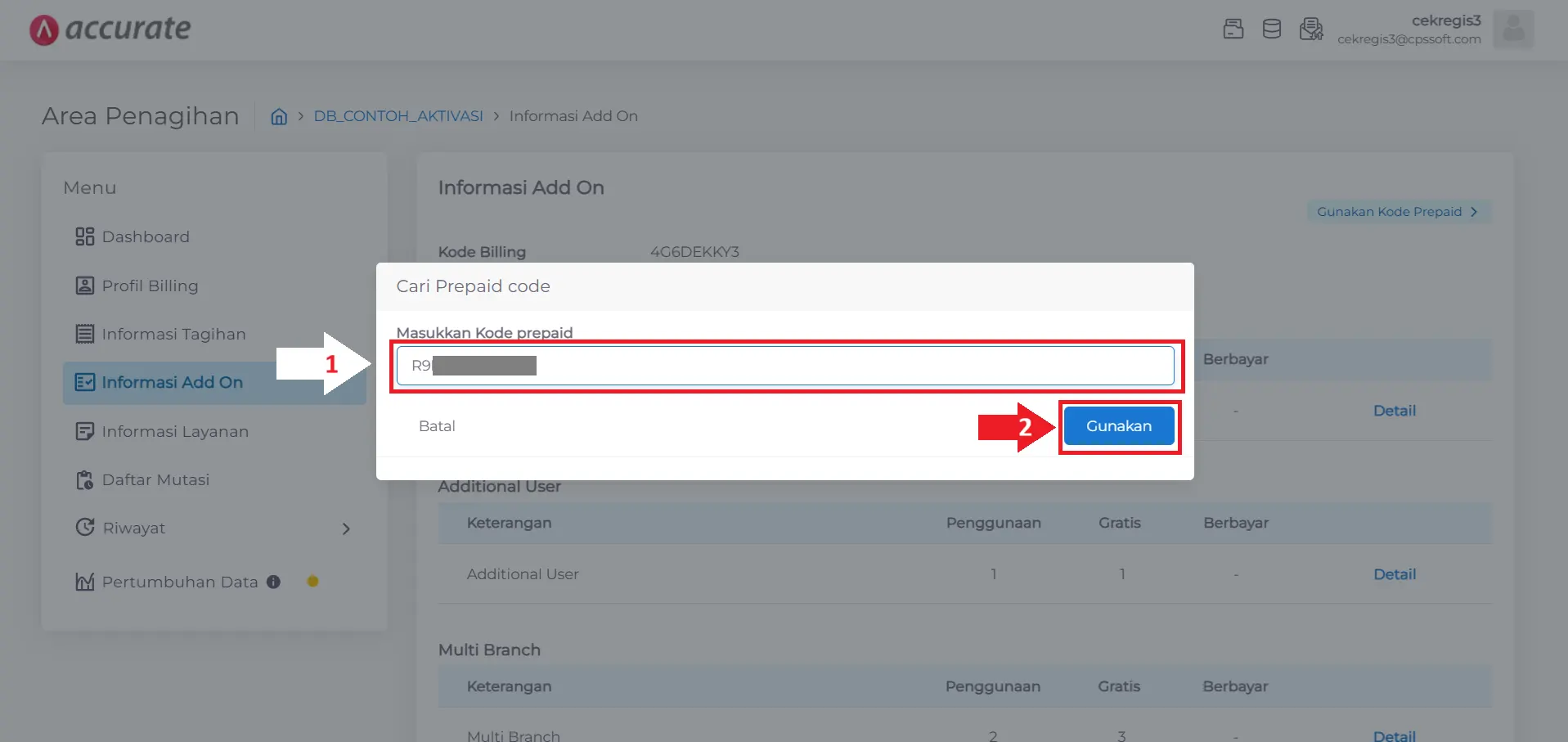 penggunaan paket add-on